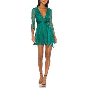 Lovers and Friends Cheryl Lace Mini Dress in Emerald Green Sz XS